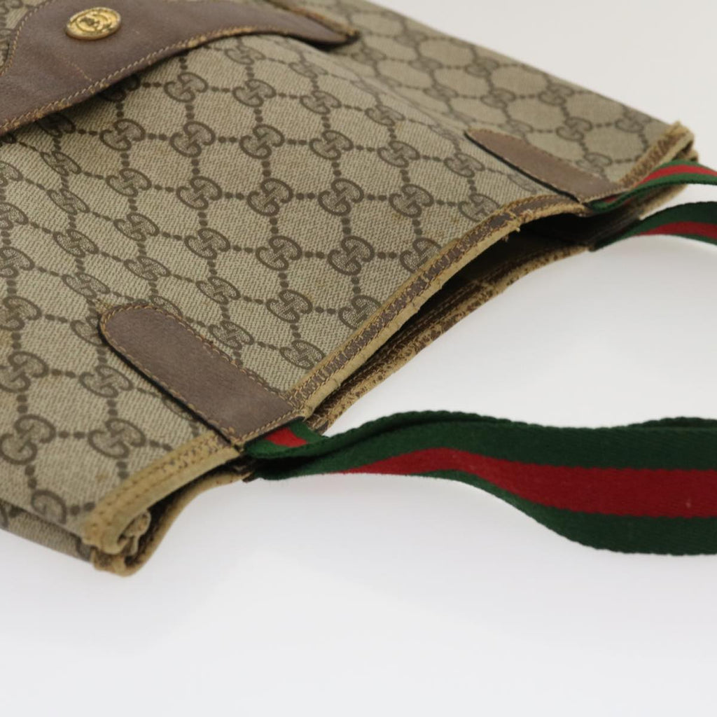GUCCI Web Sherry Line GG Canvas Tote Bag Red Green Brown th2640