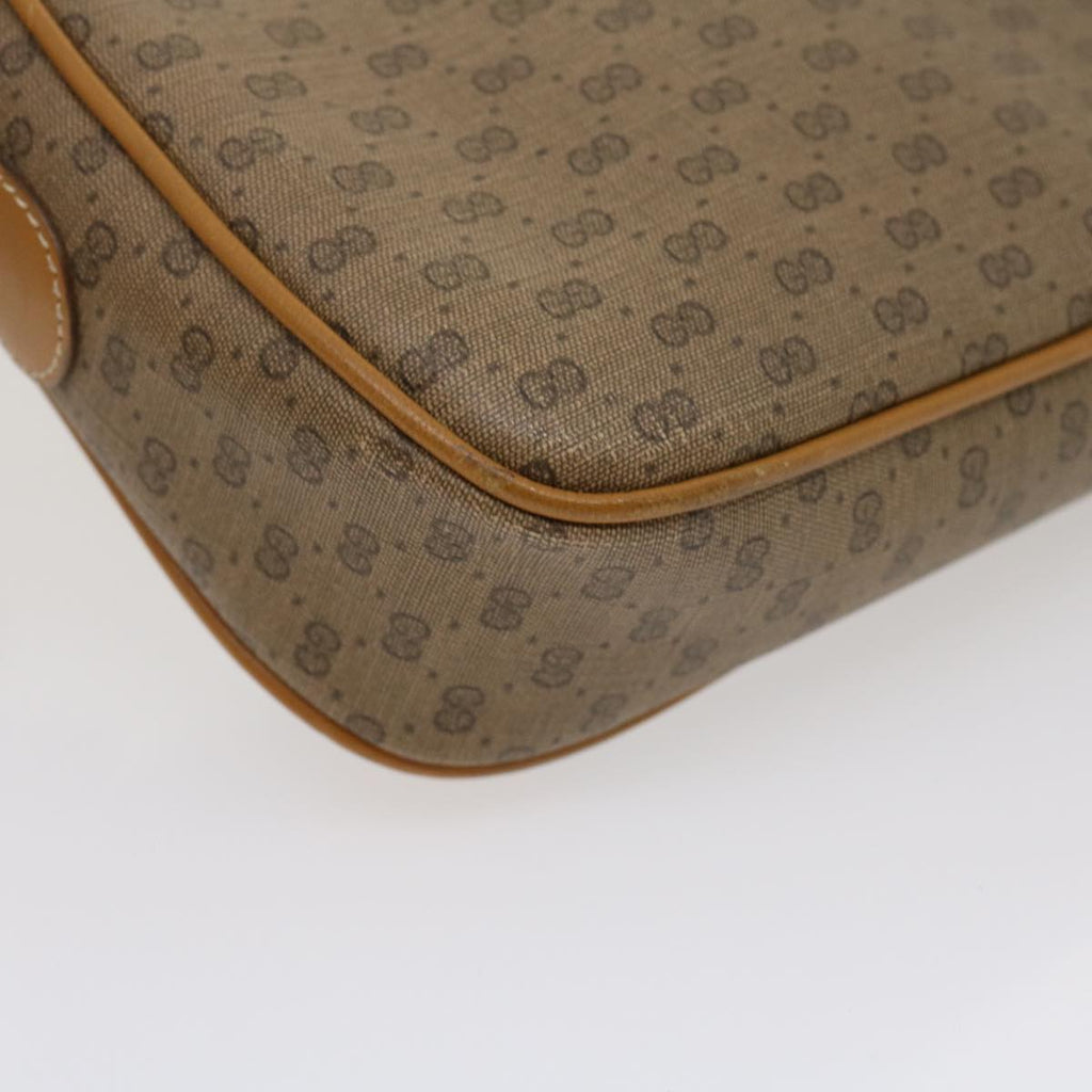 GUCCI Micro GG Canvas Shoulder Bag PVC Leather Beige Brown th2698
