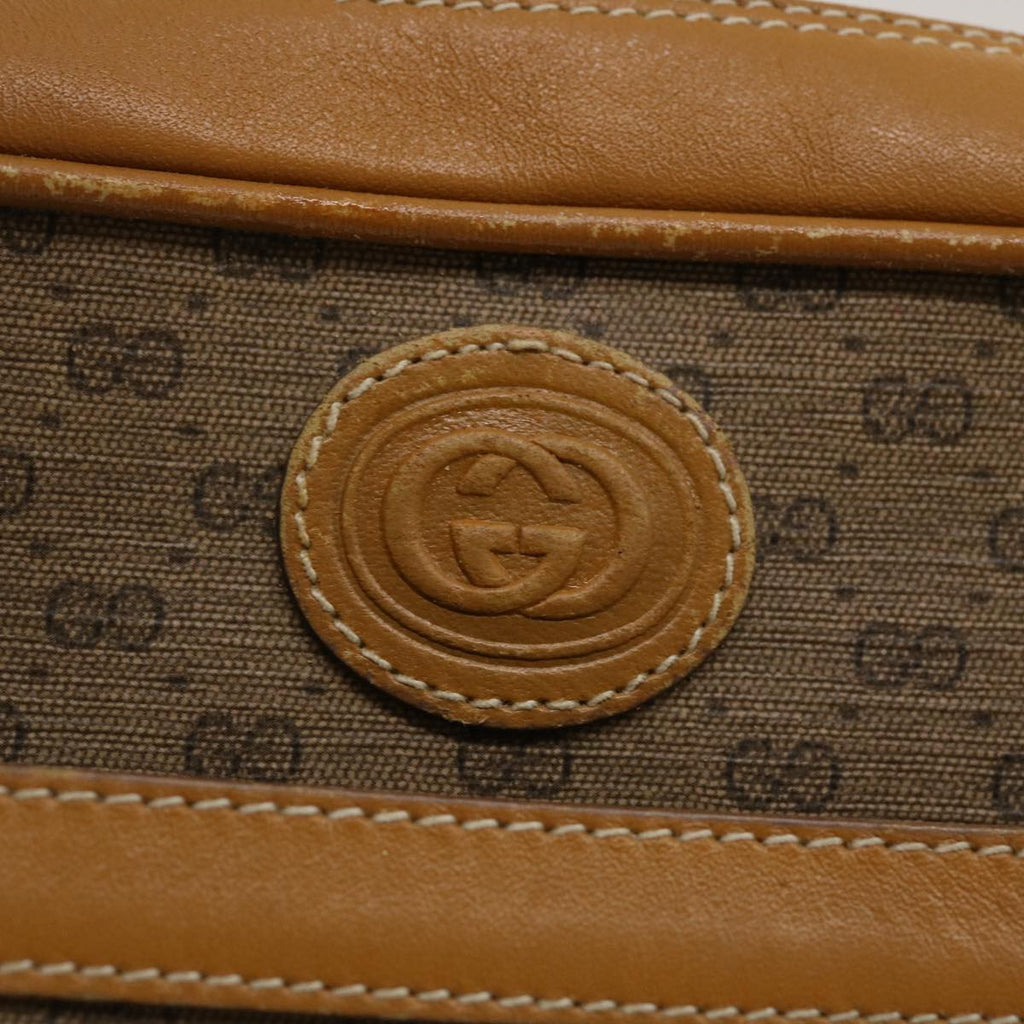 GUCCI Micro GG Canvas Shoulder Bag PVC Leather Beige Brown th2698