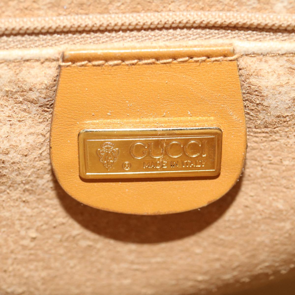 GUCCI Micro GG Canvas Shoulder Bag PVC Leather Beige Brown th2698