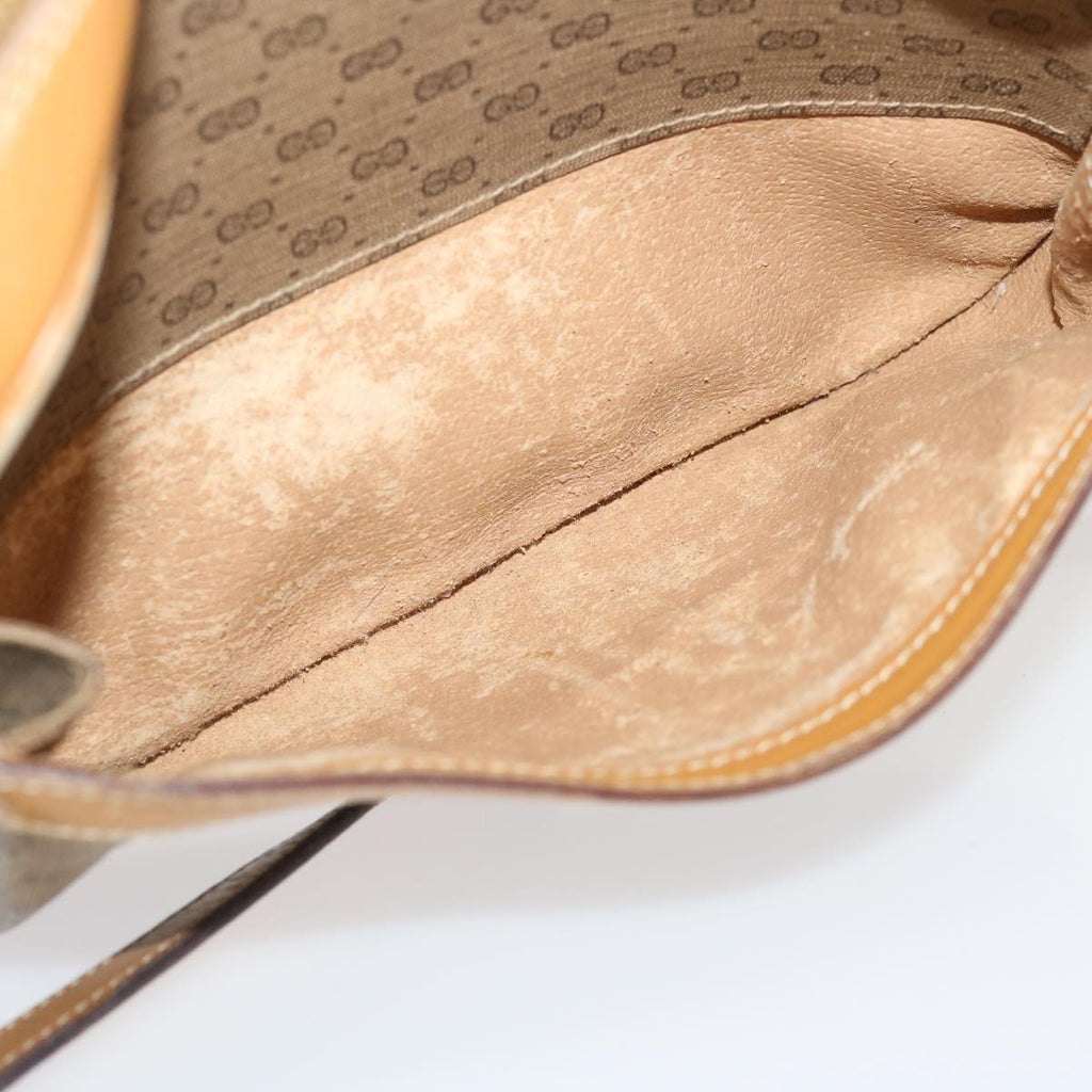 GUCCI Micro GG Canvas Shoulder Bag PVC Leather Beige Brown th2698
