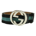 GUCCI Sherry Line Soho Belt Black Light Blue th2760