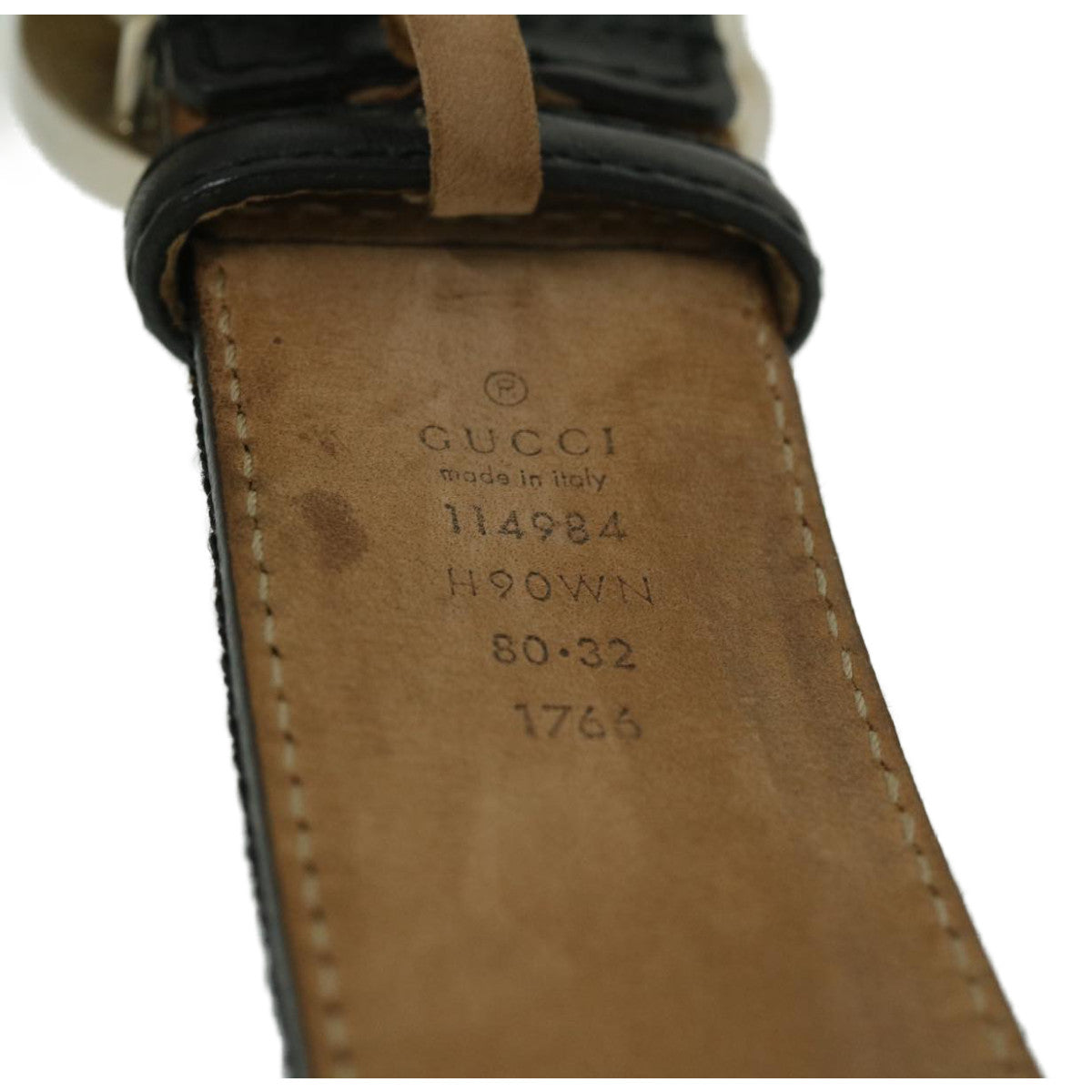GUCCI Sherry Line Soho Belt Black Light Blue th2760