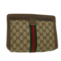 GUCCI GG Canvas Web Sherry Line Clutch Bag Beige Green Red th2821