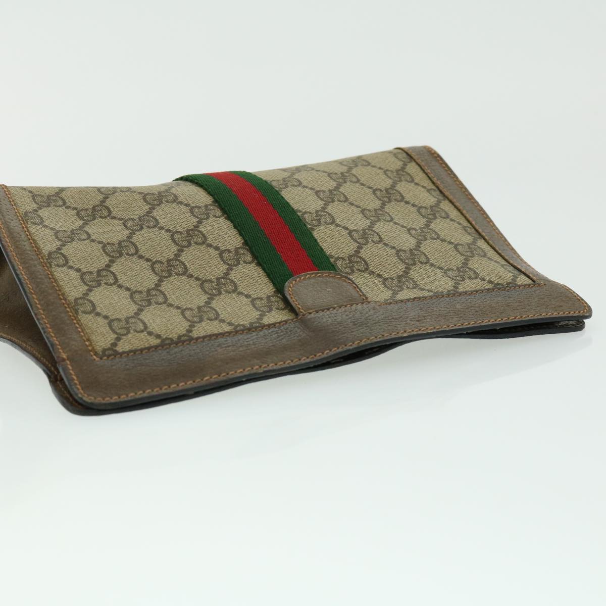 GUCCI GG Canvas Web Sherry Line Clutch Bag Beige Green Red th2821
