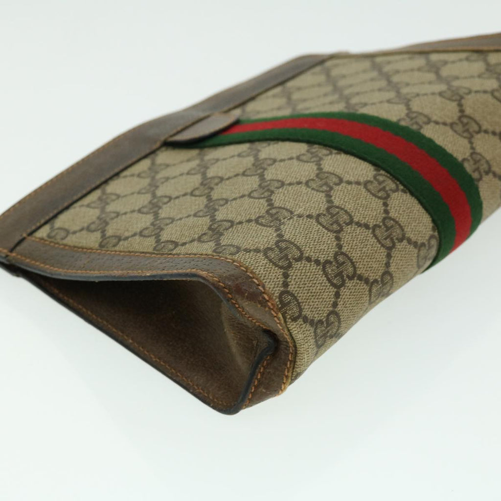GUCCI GG Canvas Web Sherry Line Clutch Bag Beige Green Red th2821