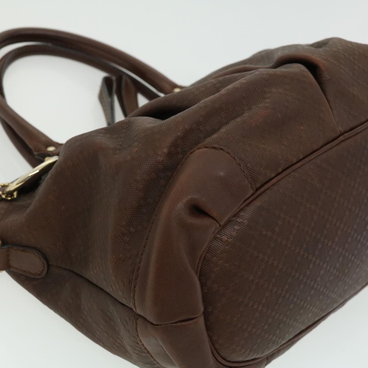 GUCCI Diamant Hand Bag Leather 2way Brown th2885