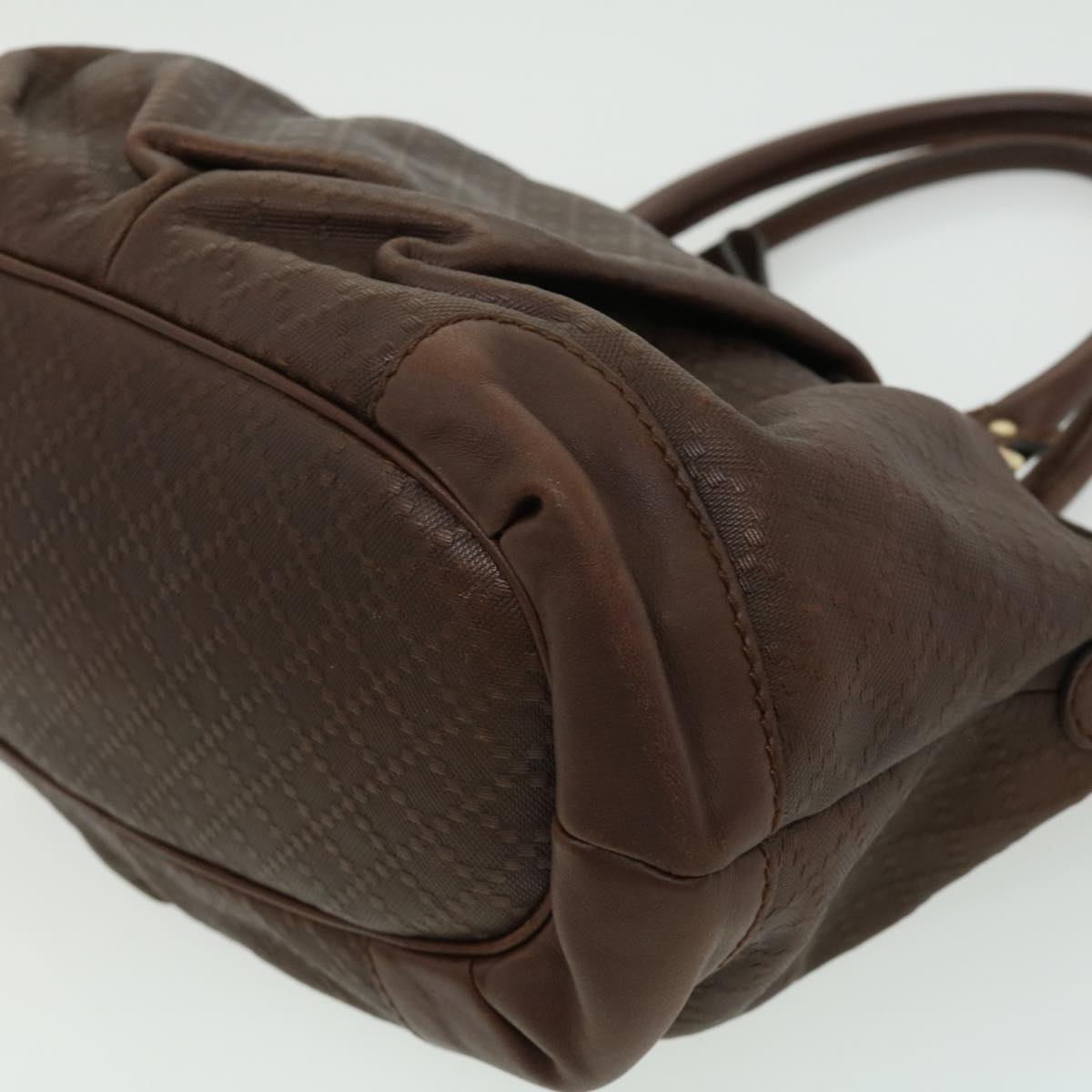 GUCCI Diamant Hand Bag Leather 2way Brown th2885