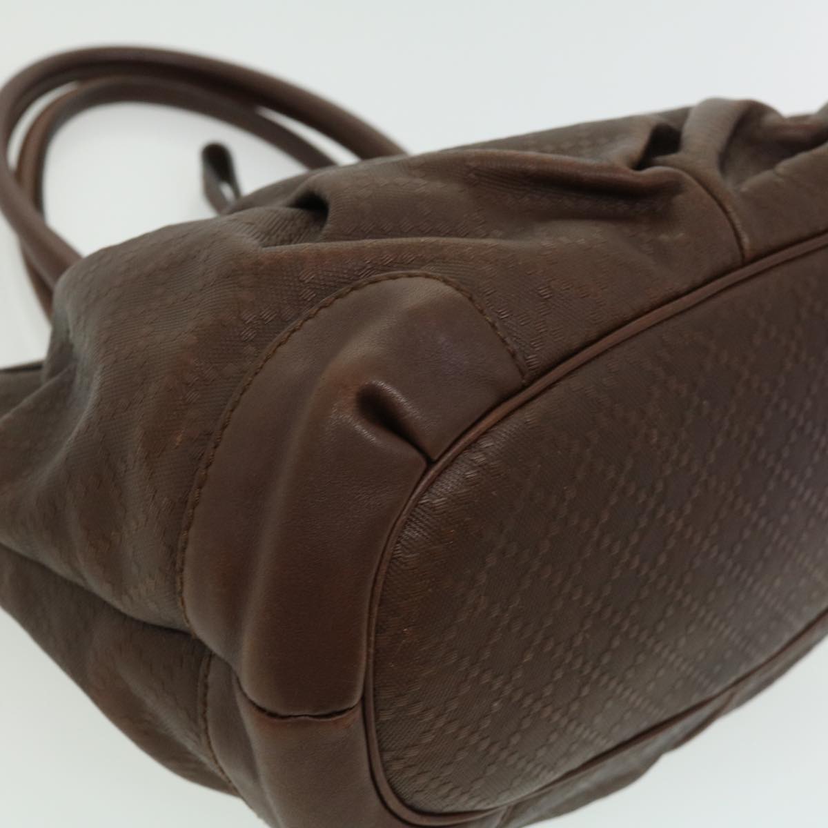 GUCCI Diamant Hand Bag Leather 2way Brown th2885