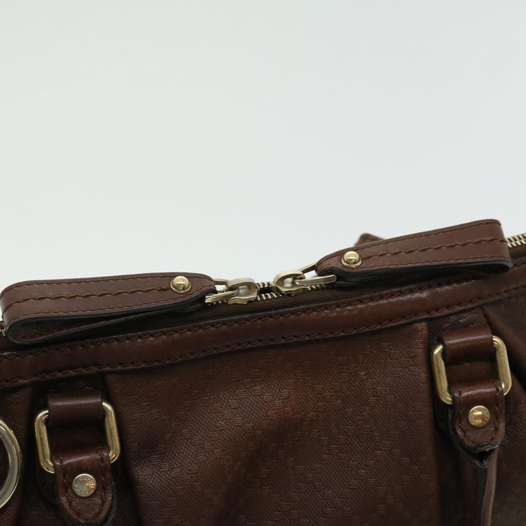 GUCCI Diamant Hand Bag Leather 2way Brown th2885