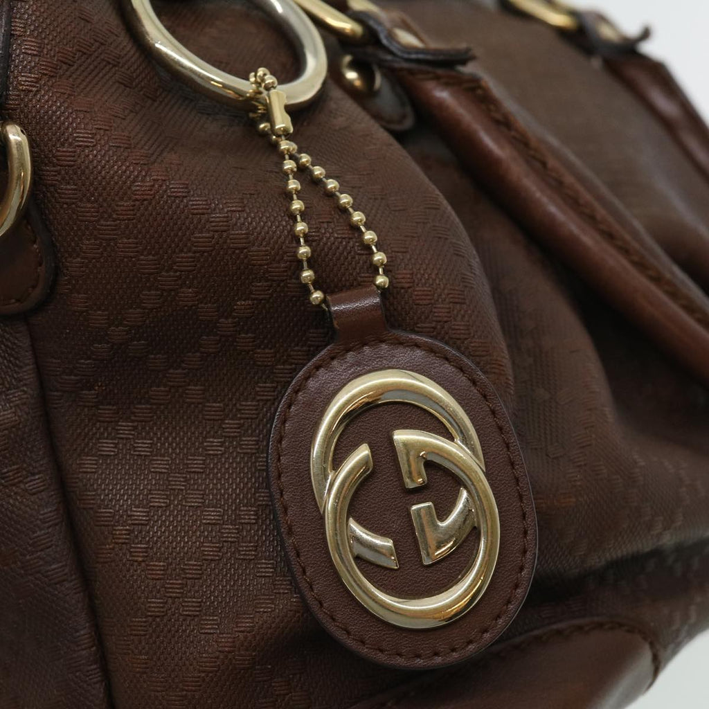 GUCCI Diamant Hand Bag Leather 2way Brown th2885