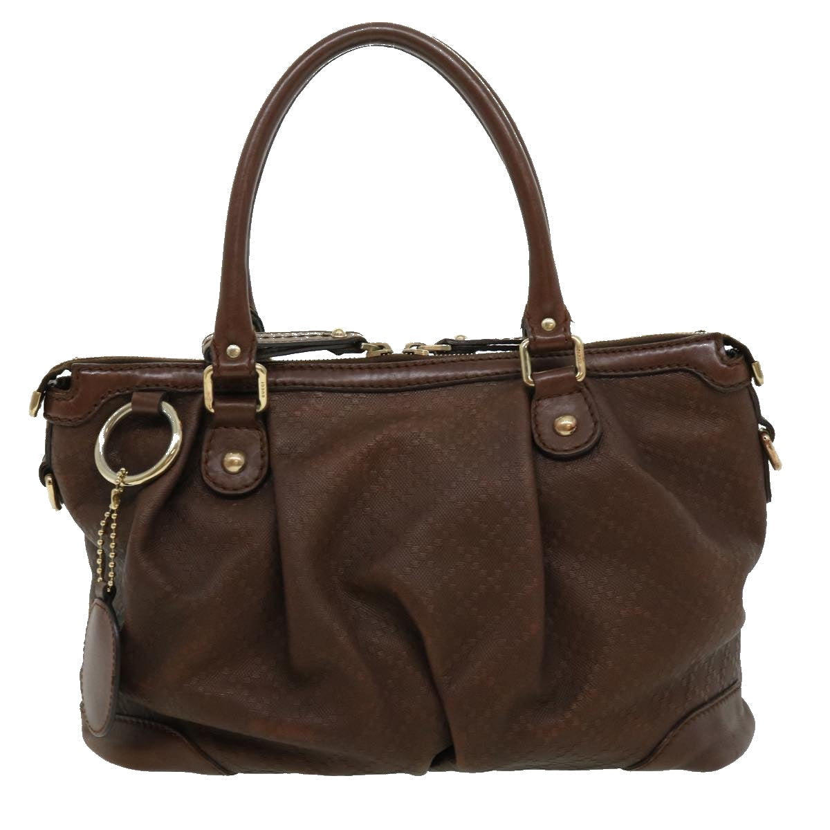 GUCCI Diamant Hand Bag Leather 2way Brown th2885