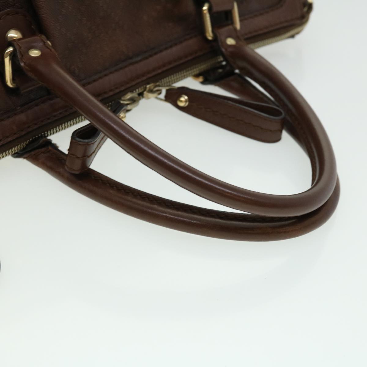 GUCCI Diamant Hand Bag Leather 2way Brown th2885