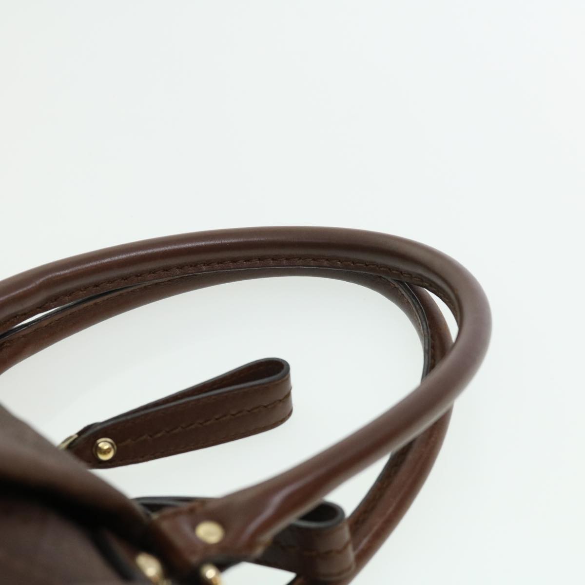 GUCCI Diamant Hand Bag Leather 2way Brown th2885
