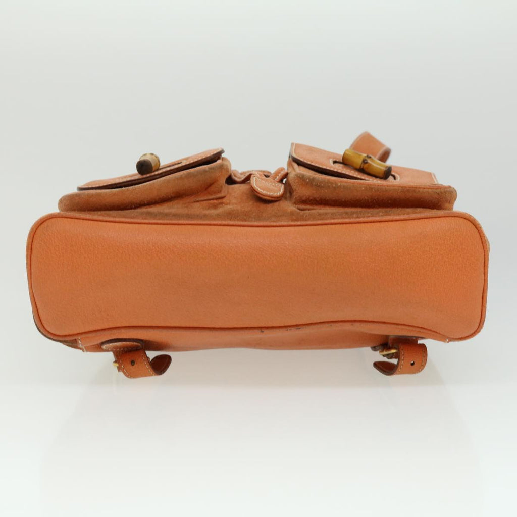 GUCCI Bamboo Backpack Suede Leather Orange th3041