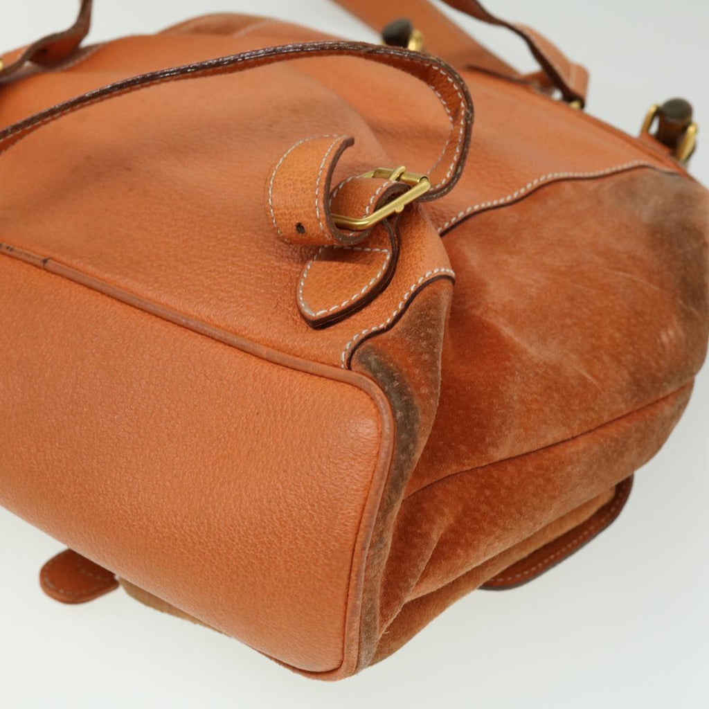 GUCCI Bamboo Backpack Suede Leather Orange th3041