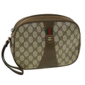 GUCCI GG Canvas Web Sherry Line Clutch Bag PVC Beige Red Green th3090