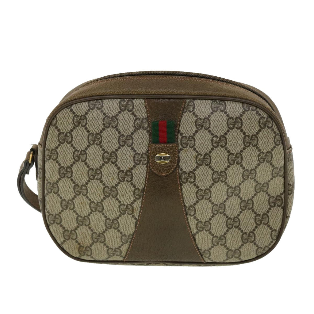 GUCCI GG Canvas Web Sherry Line Clutch Bag PVC Beige Red Green th3090