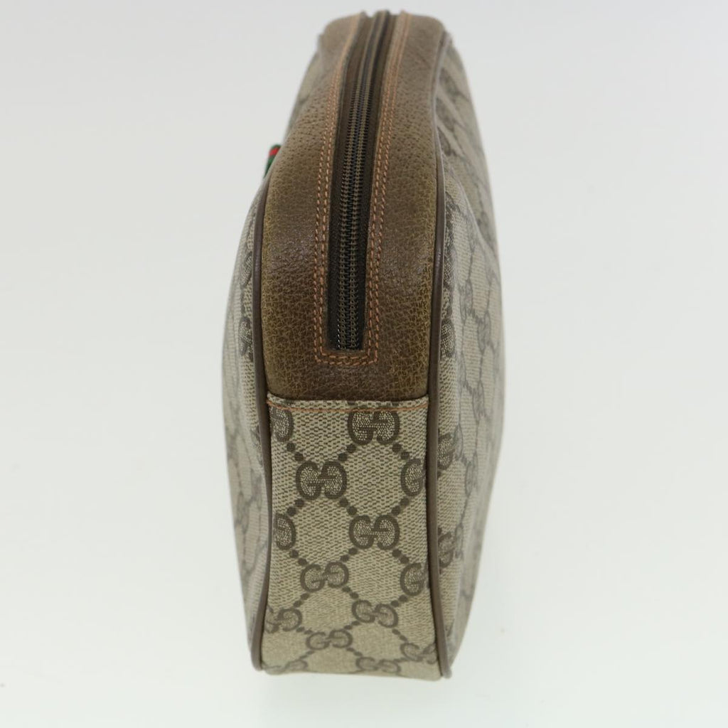 GUCCI GG Canvas Web Sherry Line Clutch Bag PVC Beige Red Green th3090