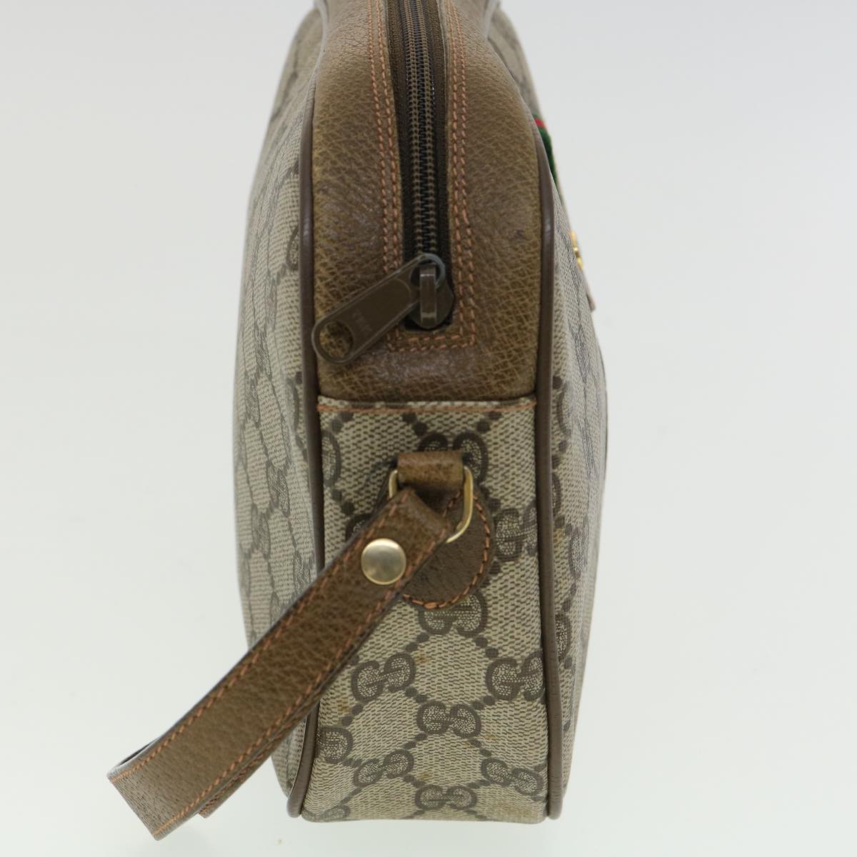 GUCCI GG Canvas Web Sherry Line Clutch Bag PVC Beige Red Green th3090
