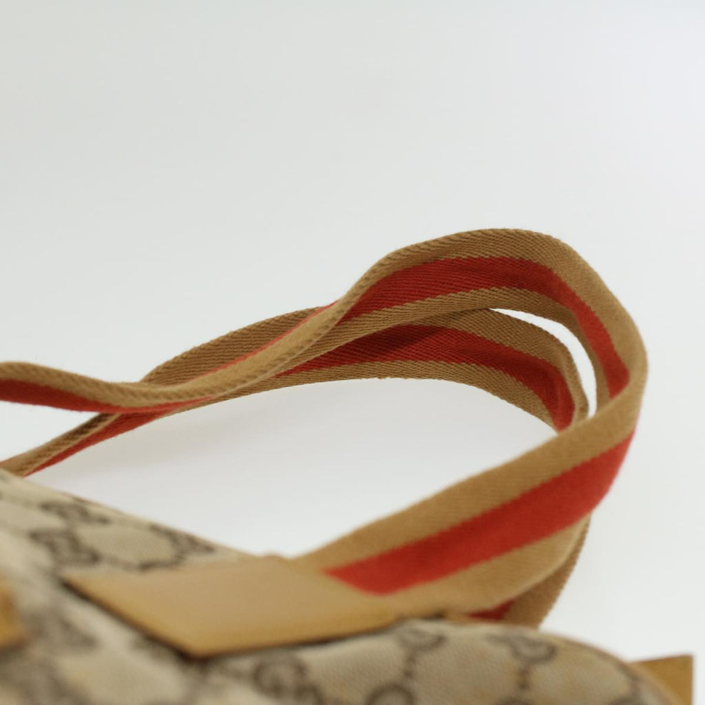 GUCCI Sherry Line GG Canvas Tote Bag Beige Red Brown th3191
