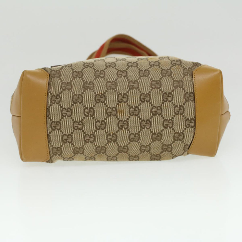 GUCCI Sherry Line GG Canvas Tote Bag Beige Red Brown th3191