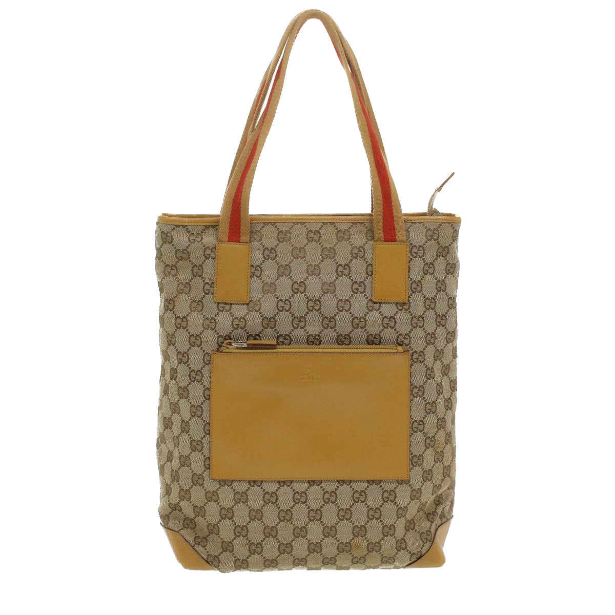 GUCCI Sherry Line GG Canvas Tote Bag Beige Red Brown th3191