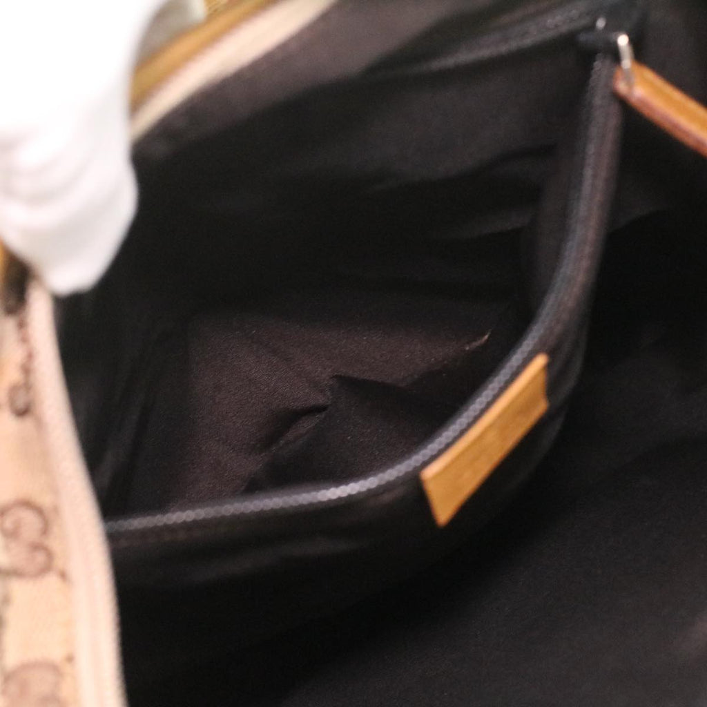 GUCCI Sherry Line GG Canvas Tote Bag Beige Red Brown th3191