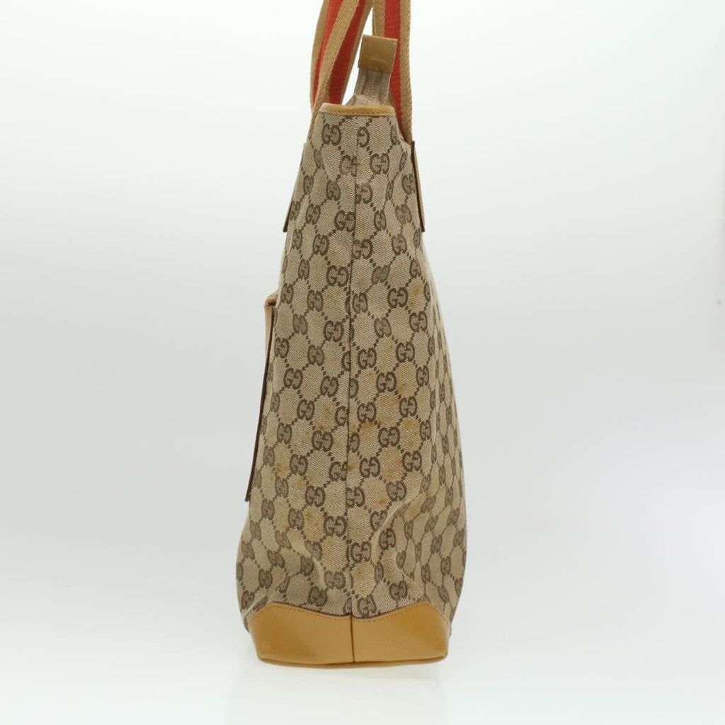 GUCCI Sherry Line GG Canvas Tote Bag Beige Red Brown th3191