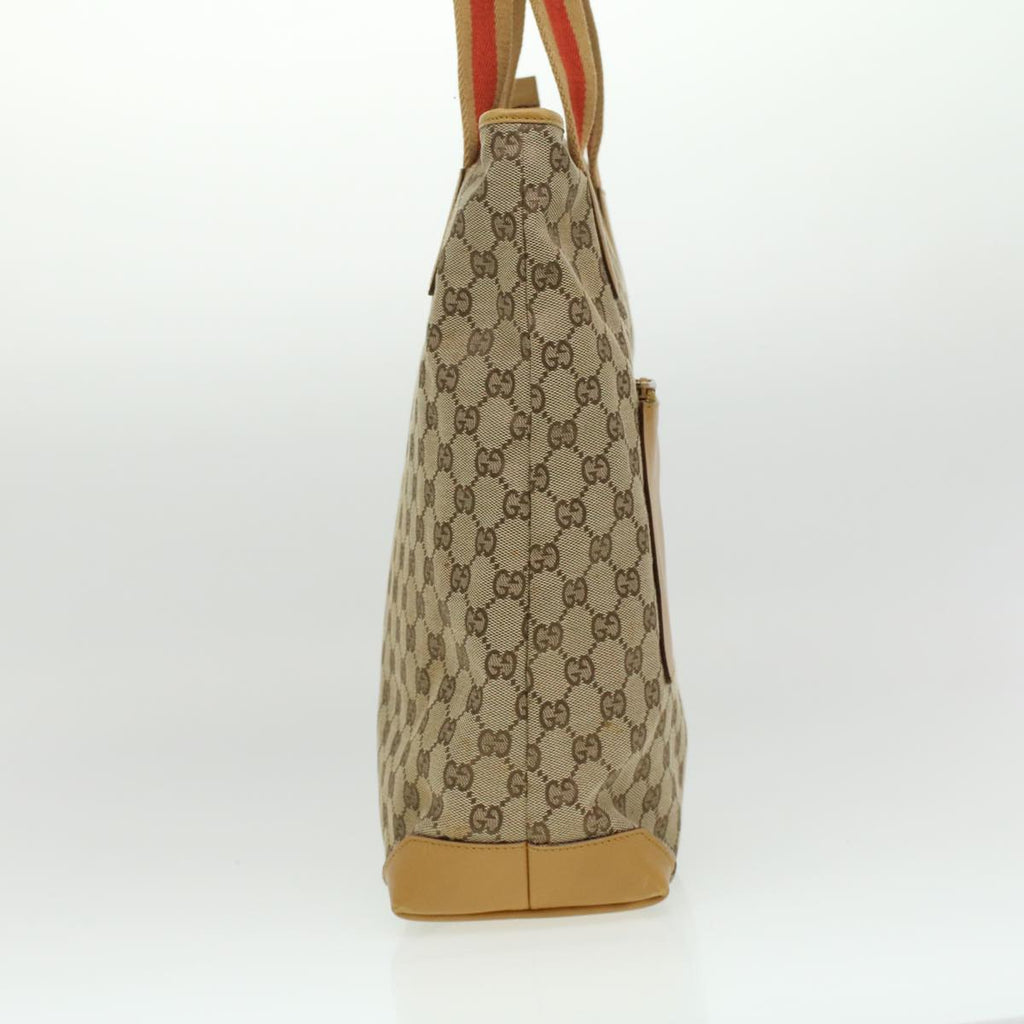 GUCCI Sherry Line GG Canvas Tote Bag Beige Red Brown th3191