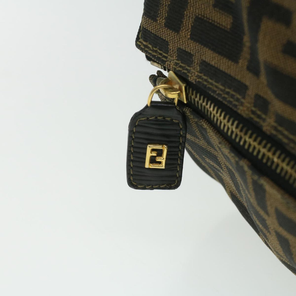 FENDI Zucca Canvas Hand Bag Brown Black th3287