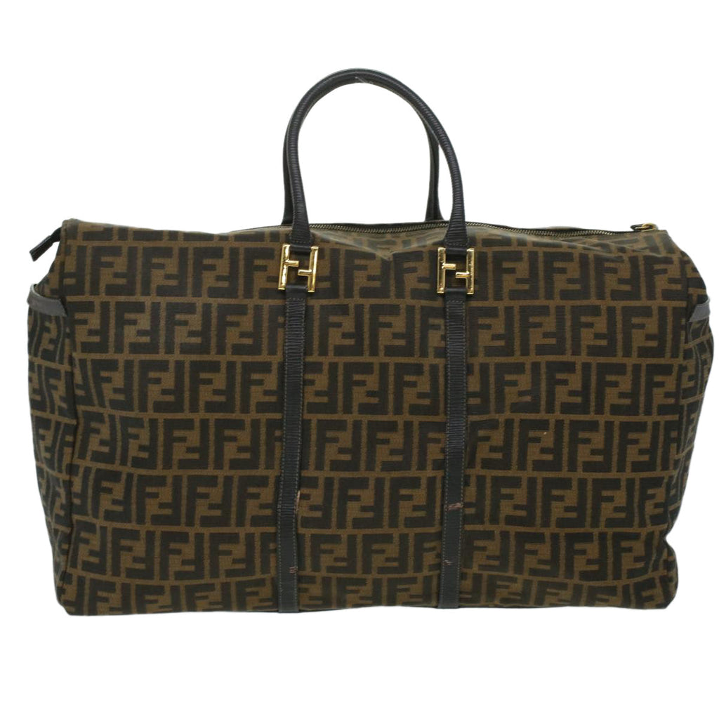 FENDI Zucca Canvas Hand Bag Brown Black th3287