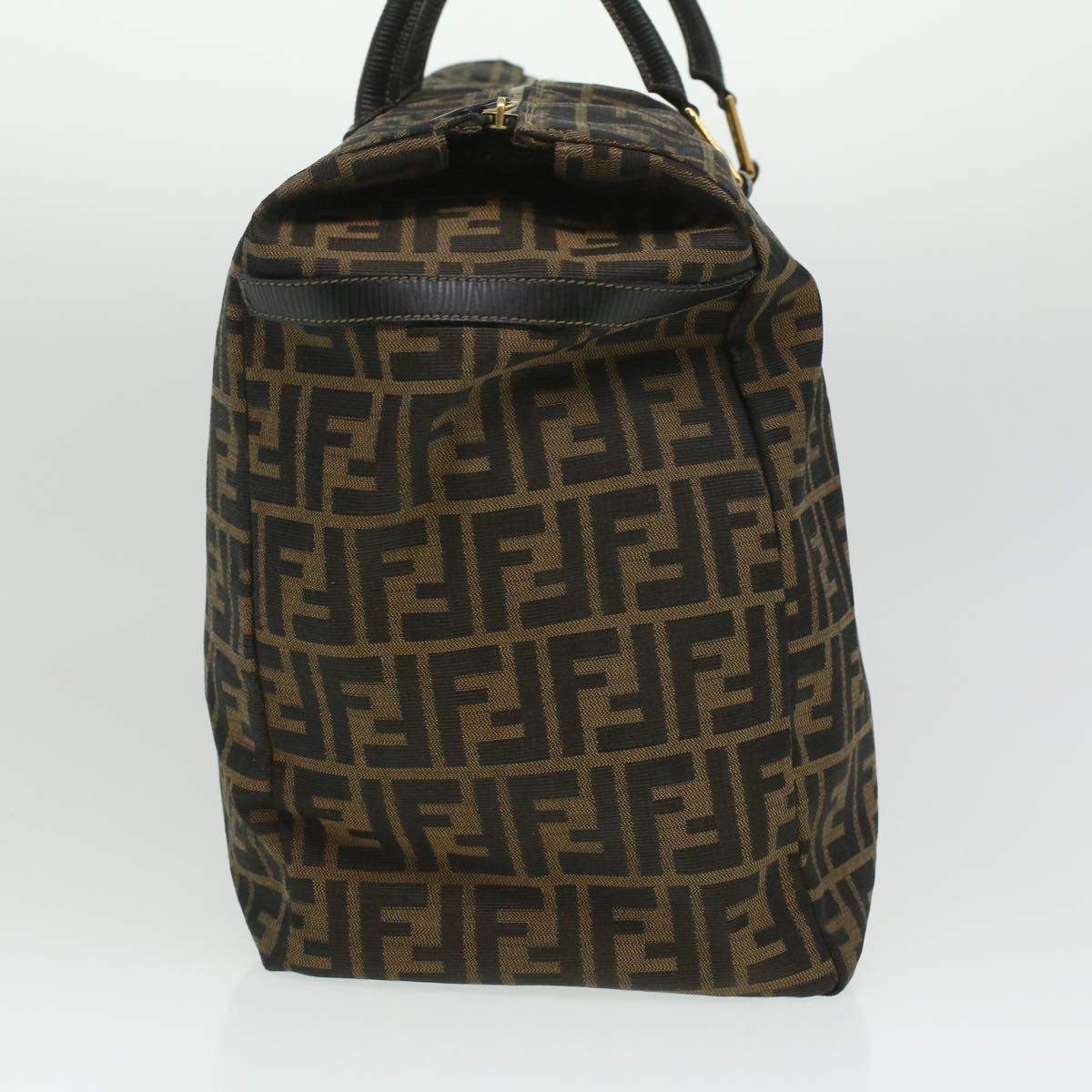 FENDI Zucca Canvas Hand Bag Brown Black th3287