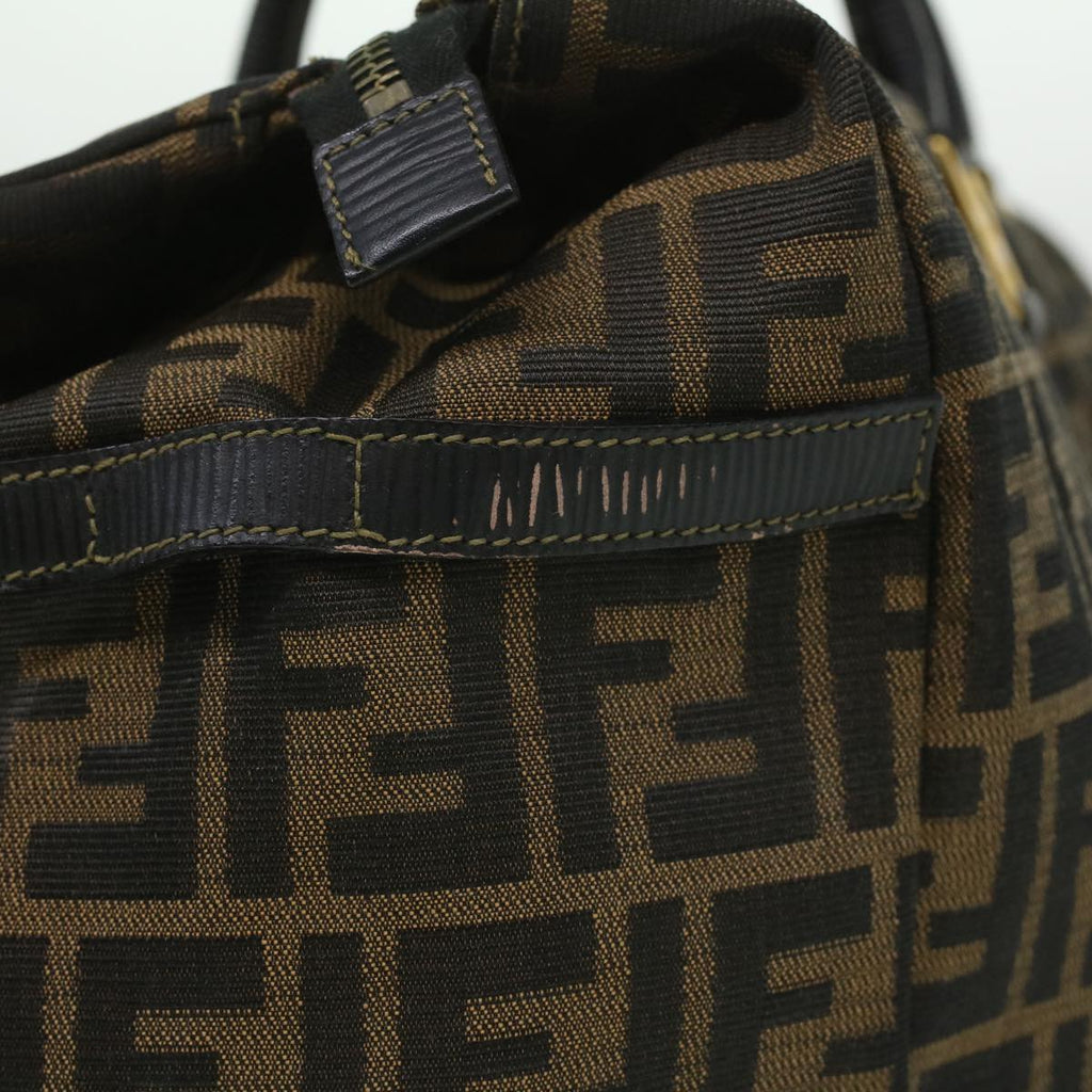 FENDI Zucca Canvas Hand Bag Brown Black th3287