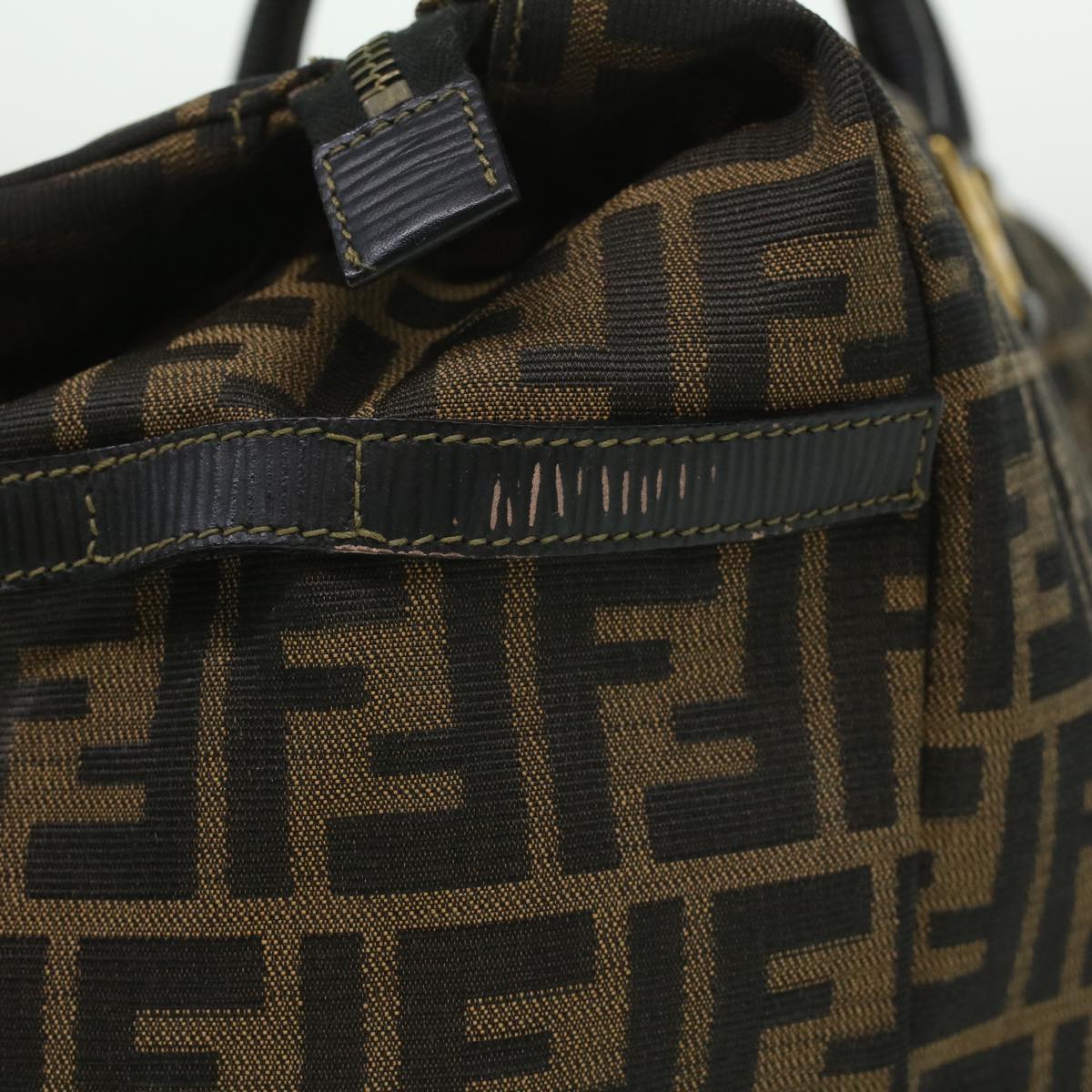 FENDI Zucca Canvas Hand Bag Brown Black th3287