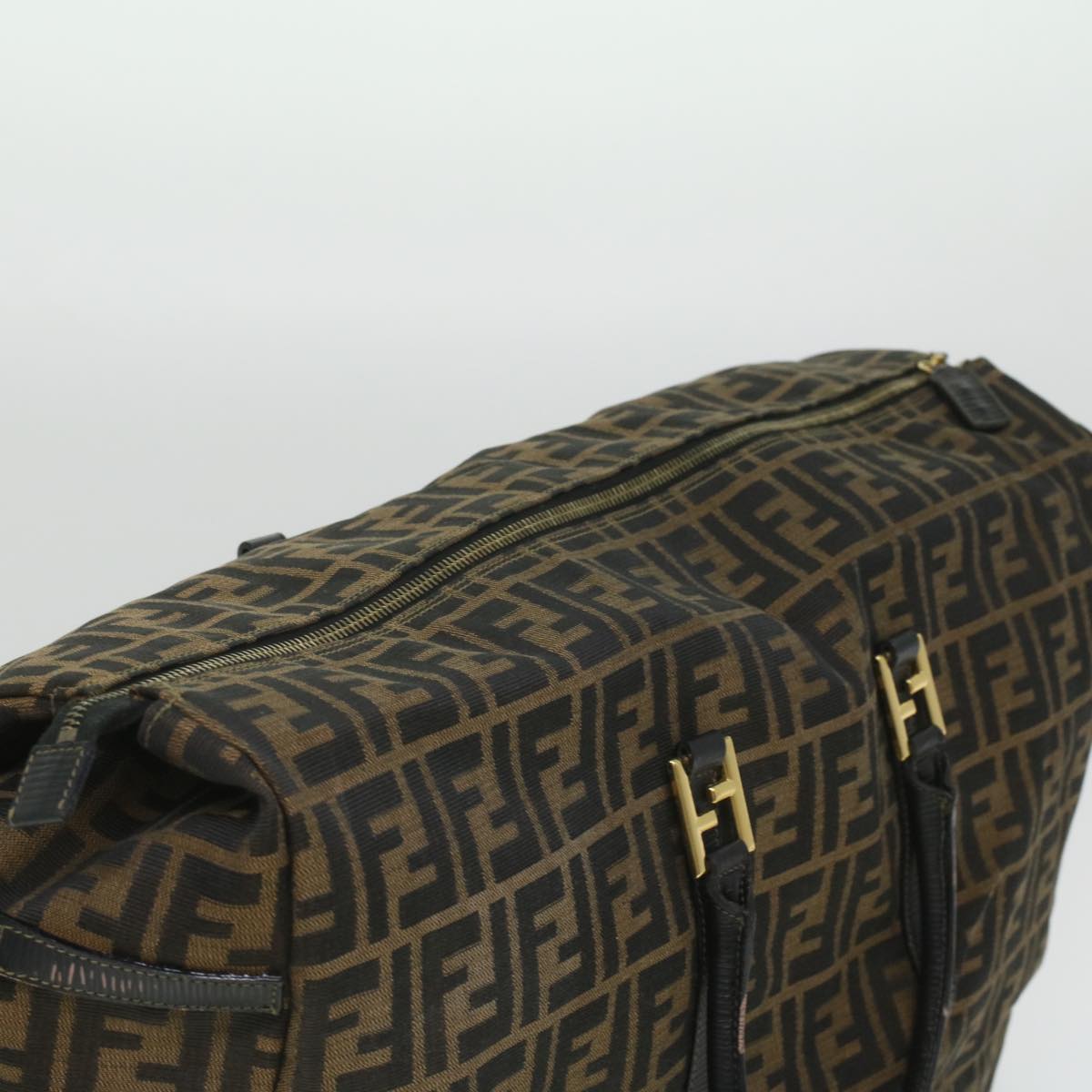 FENDI Zucca Canvas Hand Bag Brown Black th3287