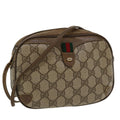GUCCI GG Canvas Web Sherry Line Shoulder Bag PVC Leather Beige Red th3355