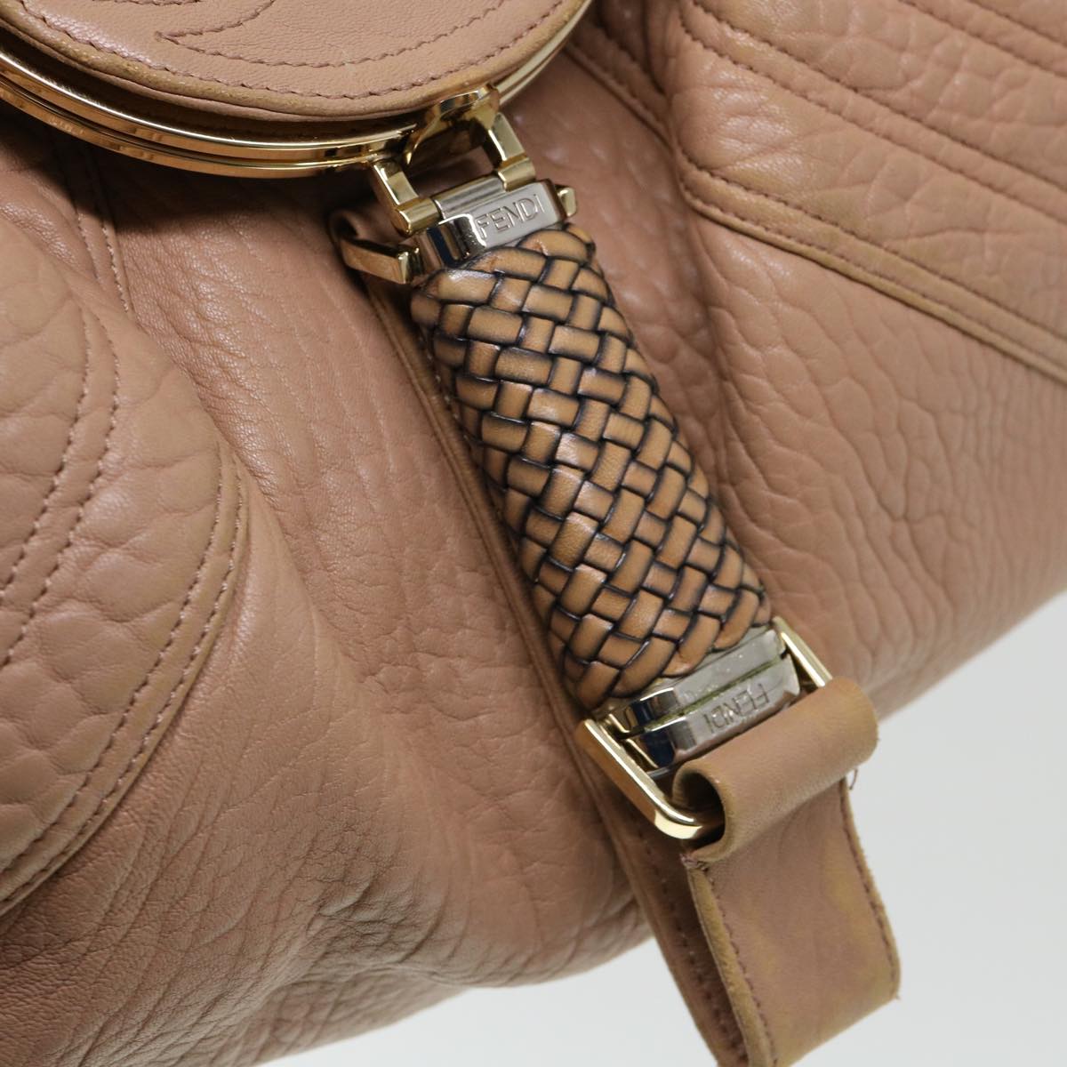 FENDI Spy bag Hand Bag Leather Beige 2415-8BR511-RO1-088 th3457