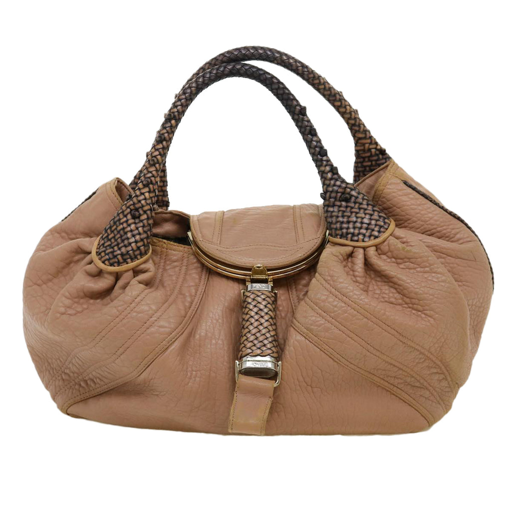 FENDI Spy bag Hand Bag Leather Beige 2415-8BR511-RO1-088 th3457