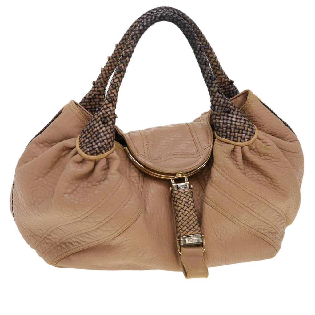 FENDI Spy bag Hand Bag Leather Beige 2415-8BR511-RO1-088 th3457