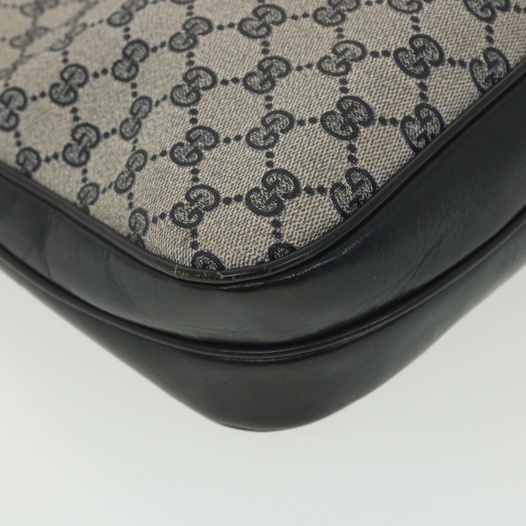 GUCCI GG Canvas Shoulder Bag PVC Leather Gray Navy th3458