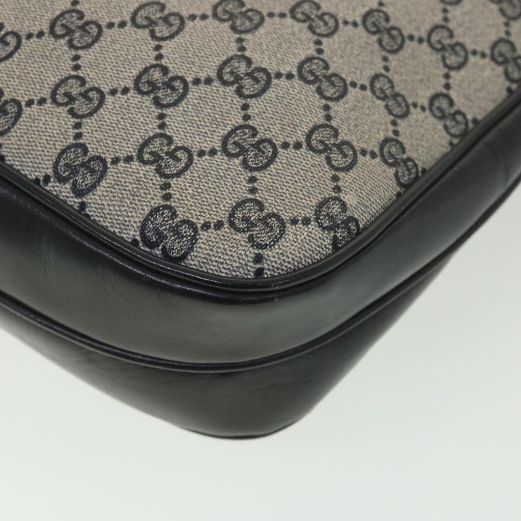 GUCCI GG Canvas Shoulder Bag PVC Leather Gray Navy th3458