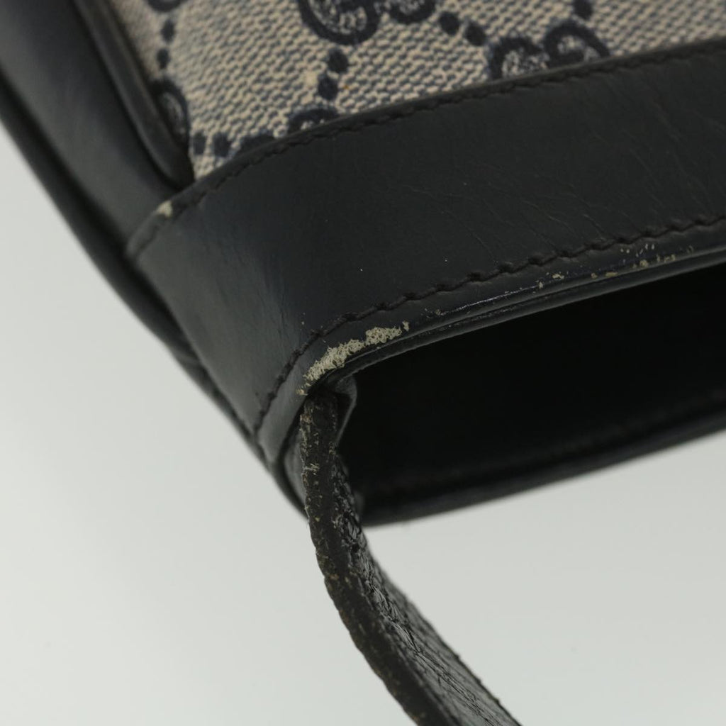 GUCCI GG Canvas Shoulder Bag PVC Leather Gray Navy th3458