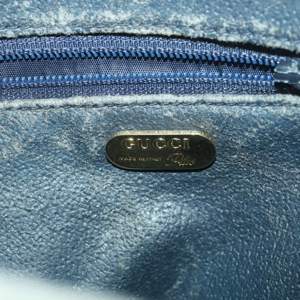 GUCCI GG Plus Canvas Shoulder Bag PVC Leather Gray Navy th3486