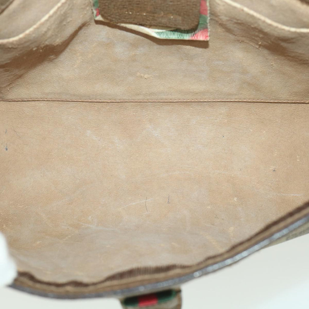 GUCCI GG Canvas Web Sherry Line Clutch Bag Beige Red Green 89 01 033 th3487