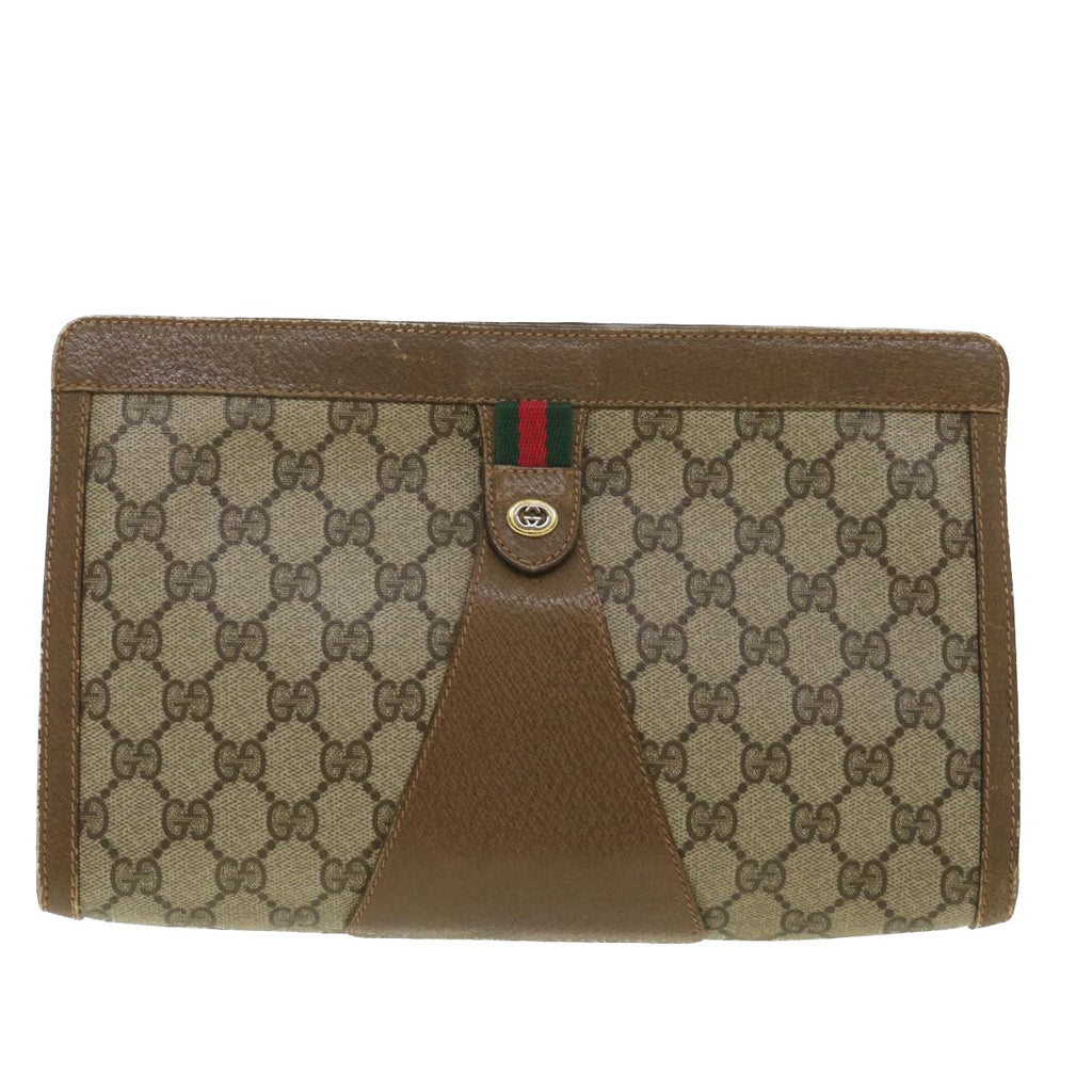 GUCCI GG Canvas Web Sherry Line Clutch Bag Beige Red Green 89 01 033 th3487