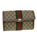 GUCCI GG Canvas Web Sherry Line Clutch Bag Beige Red Green 8901006 th3548