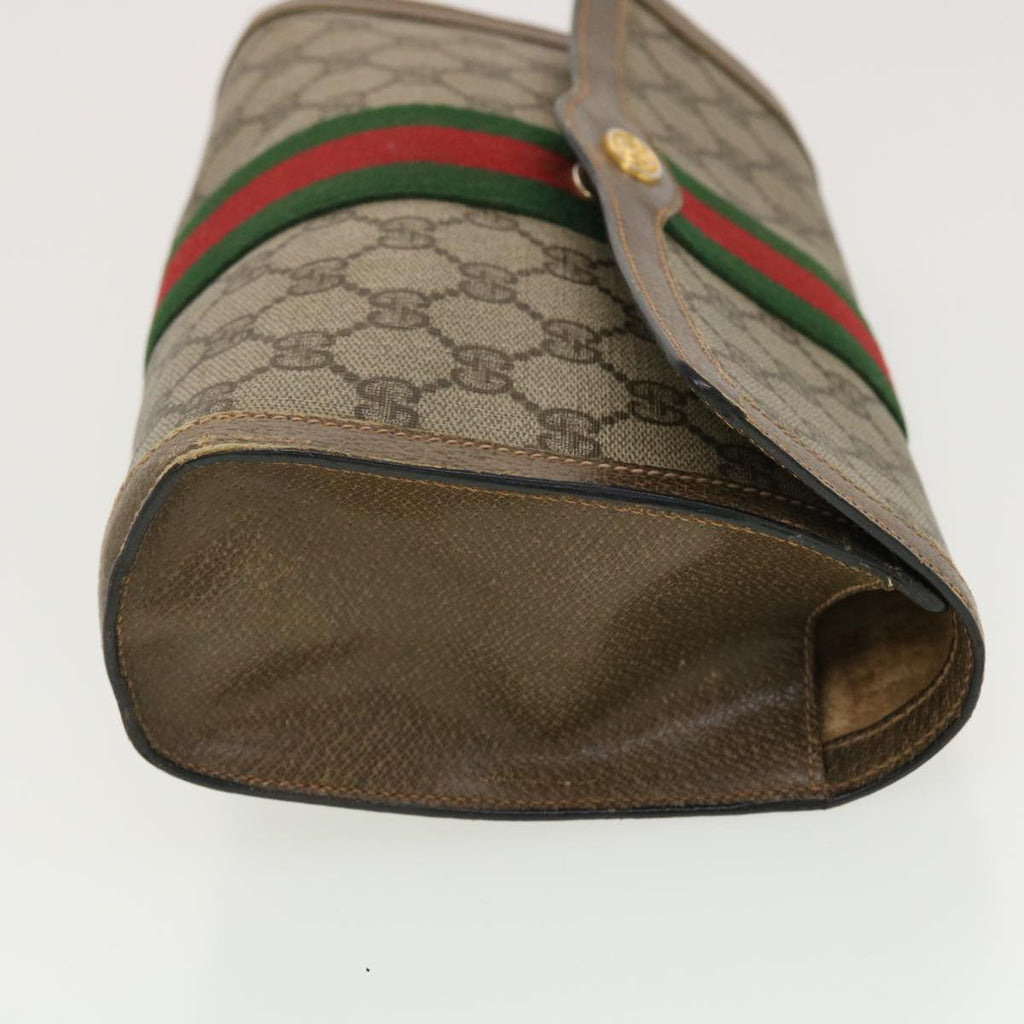 GUCCI GG Canvas Web Sherry Line Clutch Bag Beige Red Green 8901006 th3548