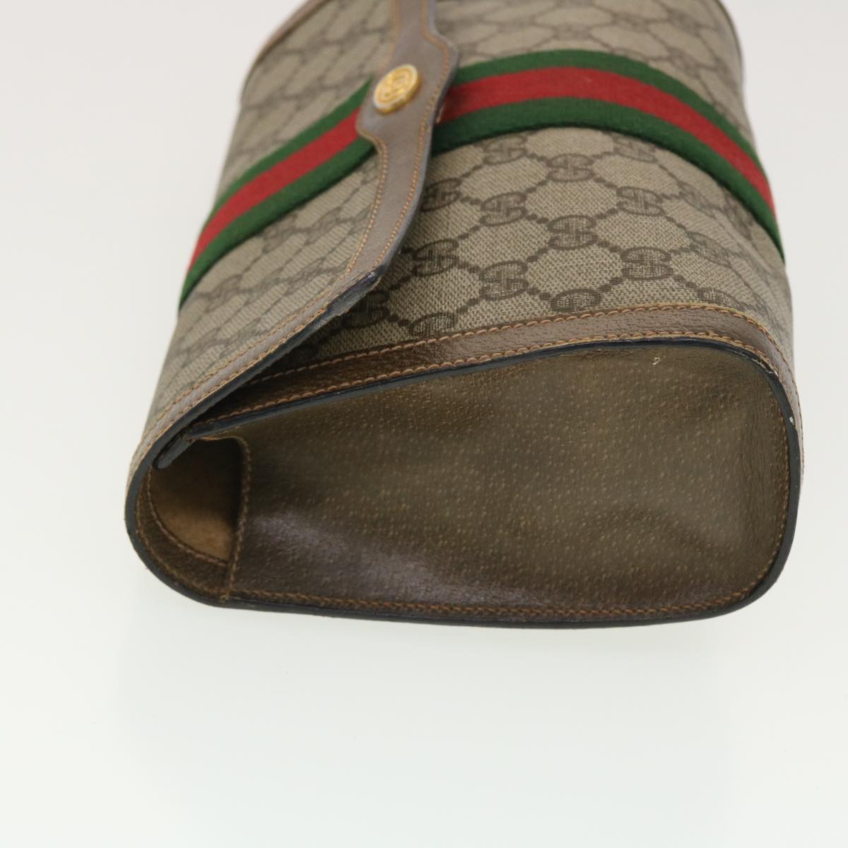 GUCCI GG Canvas Web Sherry Line Clutch Bag Beige Red Green 8901006 th3548