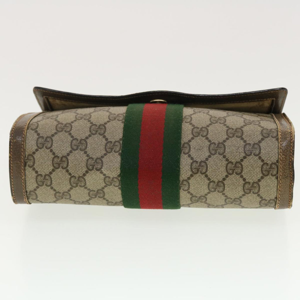 GUCCI GG Canvas Web Sherry Line Clutch Bag Beige Red Green 8901006 th3548